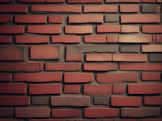 Vintage red brick wall with rough texture, ideal for rustic and urban interiors