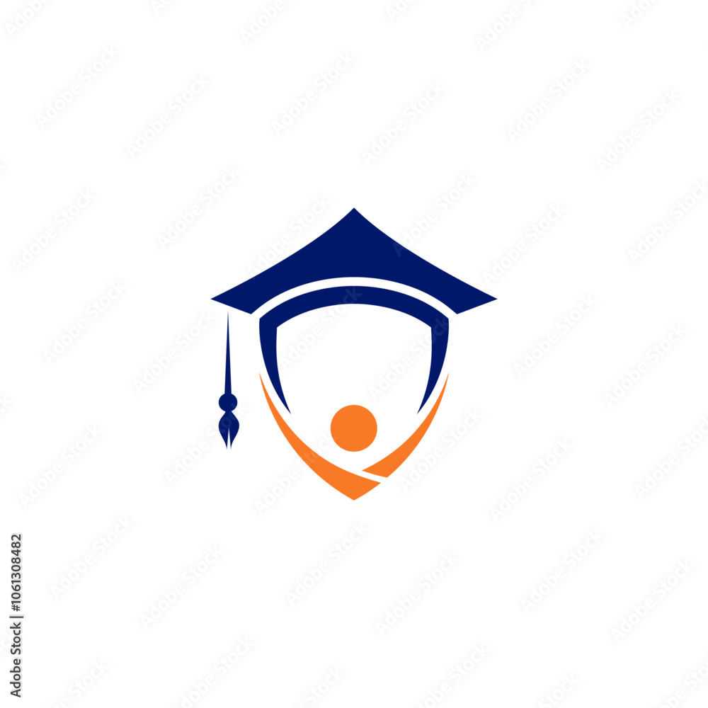 graduation cap logo and shield shape in fsimple design style Stock ...