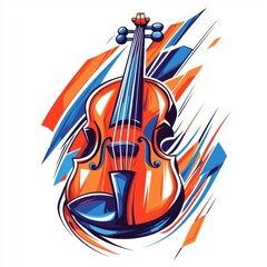 Abstract representation of a violin with bold colors and dynamic shapes, adding a contemporary touch to decor.