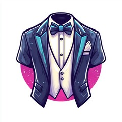 Flat style illustration of a tuxedo isolated on a white background.