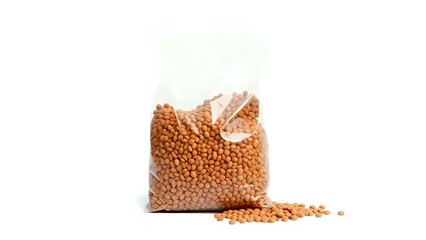 Wall Mural - Lentils Bag on White Background