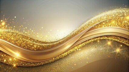 Wall Mural - Elegant background with golden glitter wave design, elegant, background, golden, glitter, wave, design, luxury, abstract