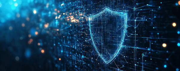 Wall Mural - digital shield symbol representing advanced cybersecurity and protection