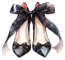 Wall Mural - PNG Black coquette high heels illustration accessories watercolor.