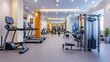 © setiadio - Modern gym interior with exercise equipment and open space for fitness activities.