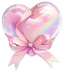 Canvas Print - PNG Pastel coquette heart illustration ribbon valentine's.