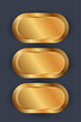 © Paradox-D - Set of three banners and buttons are golden,3 silver and bronze blanks medals button vector realistic illustration. Group of 3 medals or buttons isolated on black background.