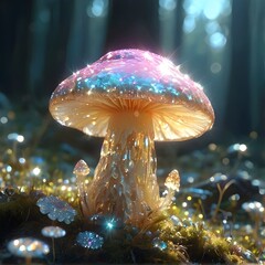 Wall Mural - Sparkling Magical Mushroom