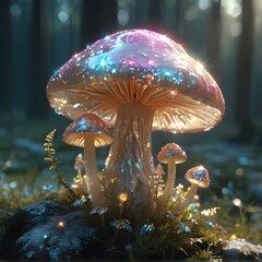Wall Mural - Sparkling Magical Mushroom