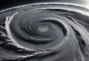 Wall Mural - Aerial view of a powerful cyclone over the ocean, showcasing a well-defined eye and swirling cloud patterns.