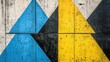 © Roman - Grungy wall art with blue, yellow, and black triangles