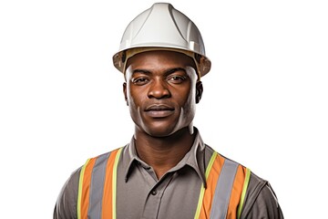 Construction site engineer portrait hardhat helmet.