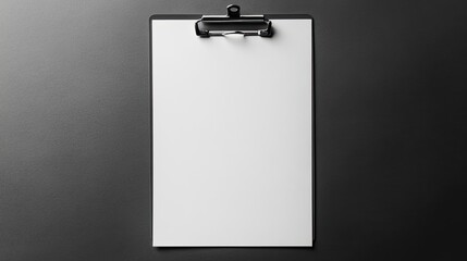 Blank Clipboard with Silver Clip on Grey Background