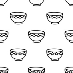 Cartoon doodle bowl seamless pattern.