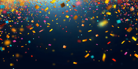 Wall Mural - colorful confetti falling randomly. abstract dark background with explosion particles. vector illust