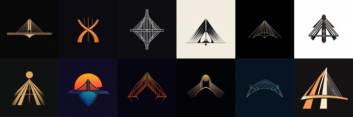 Abstract geometric logo of a bridge, representing connection and strength with a modern, minimalist design.