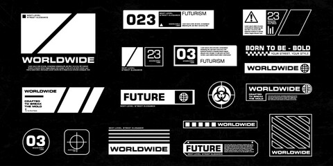 Wall Mural - futuristic streetwear cyberpunk interface element technology graphic vector design template