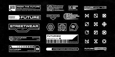 Wall Mural - futuristic streetwear cyberpunk interface element technology graphic vector design template