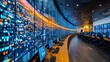 © INsprThDesign - A modern command center featuring multiple large screens displaying data, with sleek workstations and a high-tech environment that emphasizes innovation and efficiency.