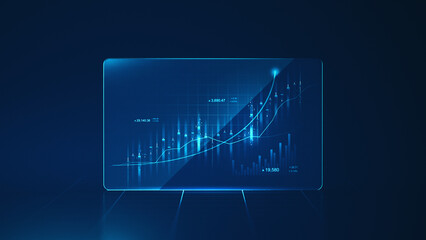 Wall Mural - Digital chart stock market diagram on 3d technology background of economy graph finance investment data currency exchange success profit. Growth financial business analysis money forex trade banking.