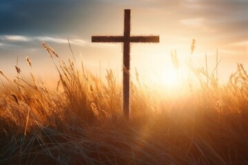 Poster - The cross outdoors cemetery nature.