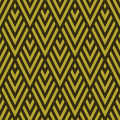 Wall Mural - seamless brown and gold rhombic chevrons art deco pattern vector