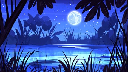 Aufkleber - Experience the enchantment of a radiant full moon illuminating a serene night sky over a tranquil landscape