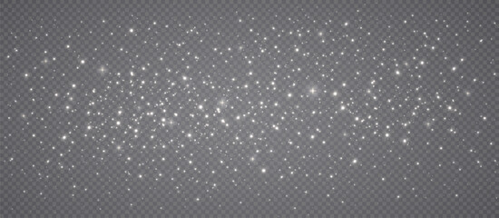 Wall Mural - glowing shimmering white dust on transparent background. festive flashes of light of lights, shining