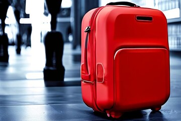 sport a sporty red smart luggage with a gps tracker and a athlet