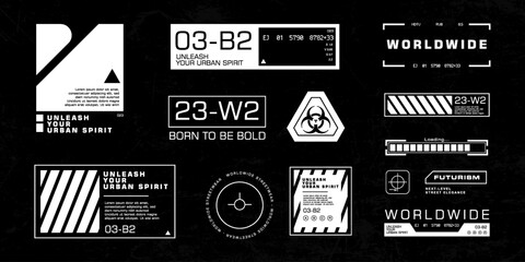 Wall Mural - futuristic streetwear cyberpunk interface element technology graphic vector design template