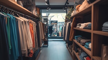 Woman shopping for clothes in a boutique store