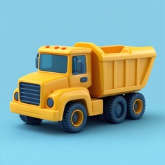 Bright Yellow Dump Truck on a Vibrant Blue Background