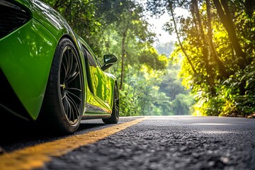  sports car, road,  Generative AI