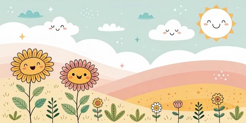 minimalist cute cartoon summer flyer background