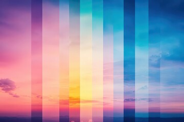 Aufkleber - Collage of twilight skies with light drizzle, subtle rainbow effects and layered clouds in bold gradients