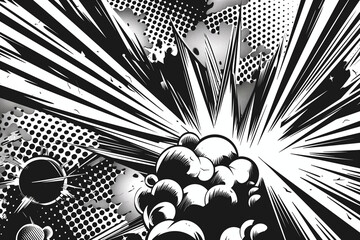 Wall Mural - illustration of a powerful comics like page layout background with halftone dots and dynamic action 