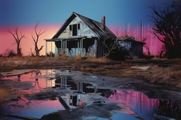 Wall Mural - abandon house architecture reflection landscape.
