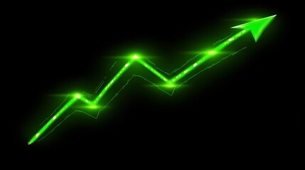 Wall Mural - Line graph of market indices with a trend of upward movement in green showing stock market recovery in a digital setup with empty space for text