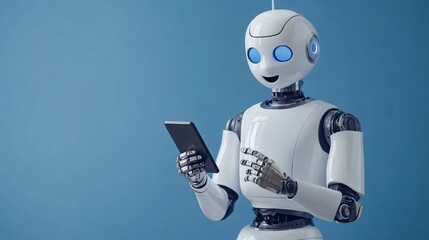 Fototapete - AI-powered customer support chatbot on a mobile screen assisting users with financial queries in real time, representing the convenience of fintech solutions with empty space for text