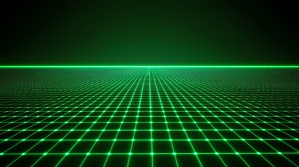 Green Grids Background with Neon Glow Light for a High-Tech Aesthetic