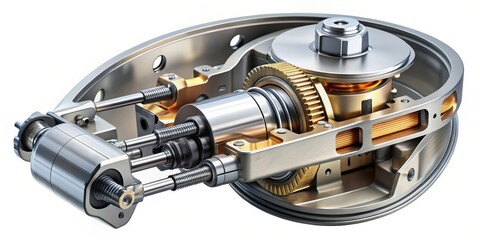 Poster - A Detailed Cutaway View of a Complex Mechanical System With Interlocking Gears, Pistons, and Precisely Aligned Components