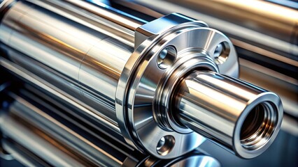 Poster - A close-up of a shiny metal cylinder with a threaded end, showcasing the intricate details of precision engineering