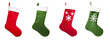 © Ars Nova - Christmas Eve gift stocking sock red and green PNG set, cutout isolated on transparent background. Winter holiday season decoration graphic resource