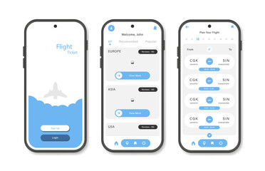 Wall Mural - online airline ticket booking design for mobile application. airline ticket booking platform screen.