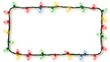 © boti1985 - Minimalistic Festive Frame of Colorful Christmas String Lights on Light Background with Blank Center for Holiday Text or Designs