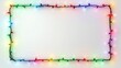 © boti1985 - Minimalistic Festive Frame of Colorful Christmas String Lights on Light Background with Blank Center for Holiday Text or Designs