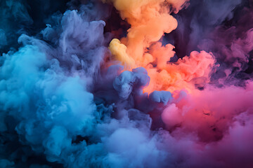 Wall Mural - colorful vibrant smoke in a dark background with rich hues and swirling patterns, creating an atmosp