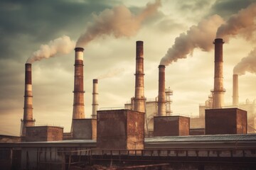 Canvas Print - factory architecture pollution chimney.