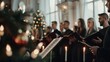© VK Studio - A festive choir performs in a warmly lit hall, surrounded by candlelight and holiday decorations, exuding harmony and the spirit of Christmas.