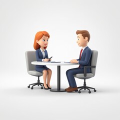 3D cartoon icon of a business partnership